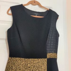 Nine West Festive Black/Gold Dress, Size 12